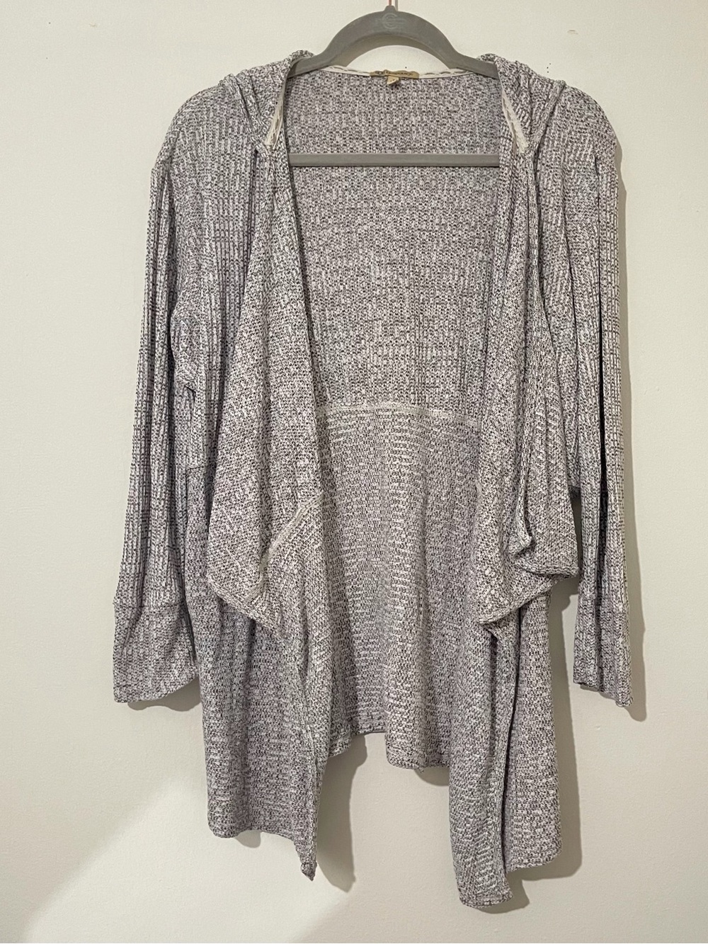 Democracy Heather Gray Open-Front Hooded Cardigan Size Small